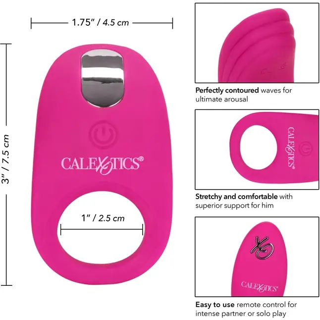 Розовое эрекционное виброкольцо с пультом Silicone Remote Pleasure Ring - Rings!. Фотография 9.
