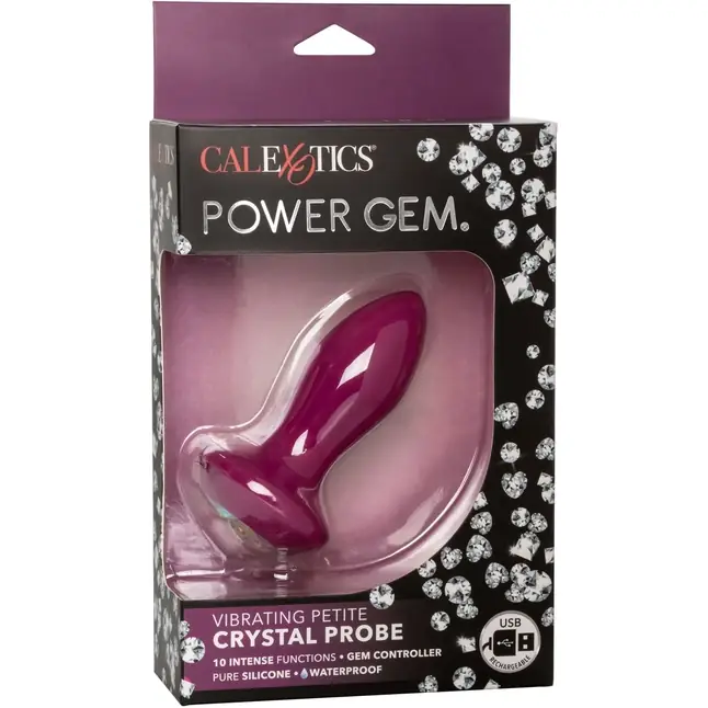 Фиолетовая анальная вибропробка с кристаллом Vibrating Petite Crystal Probe - 9,5 см - Power Gem. Фотография 5.