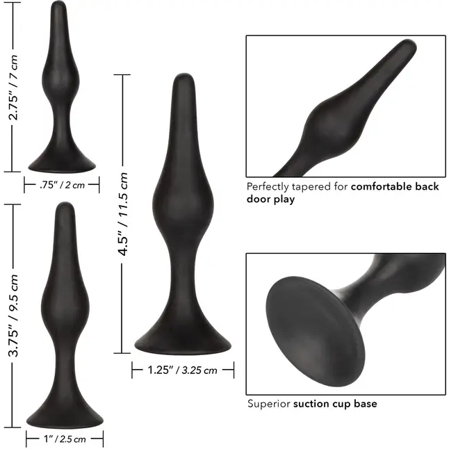 Набор черных силиконовых анальных пробок Silicone Anal Starter Kit - Anal Toys. Фотография 7.