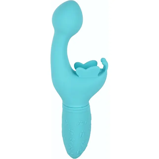 Голубой вибратор-кролик Rechargeable Butterfly Kiss. Фотография 3.