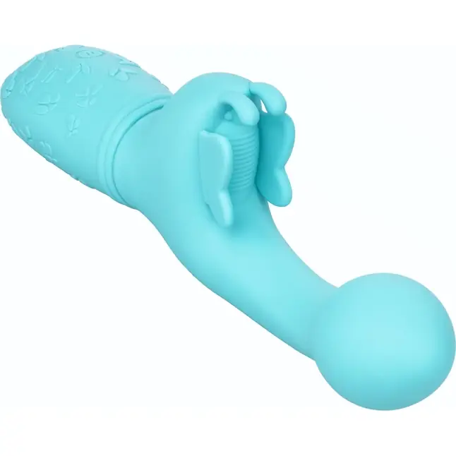 Голубой вибратор-кролик Rechargeable Butterfly Kiss. Фотография 5.