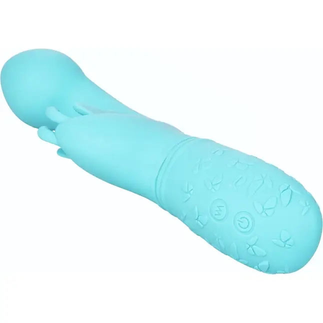 Голубой вибратор-кролик Rechargeable Butterfly Kiss. Фотография 6.