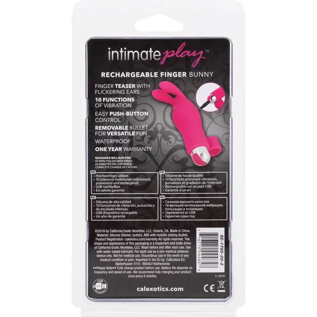 Розовая пулька-насадка на палец Finger Bunny - 8,25 см - Intimate Play. Фотография 8.