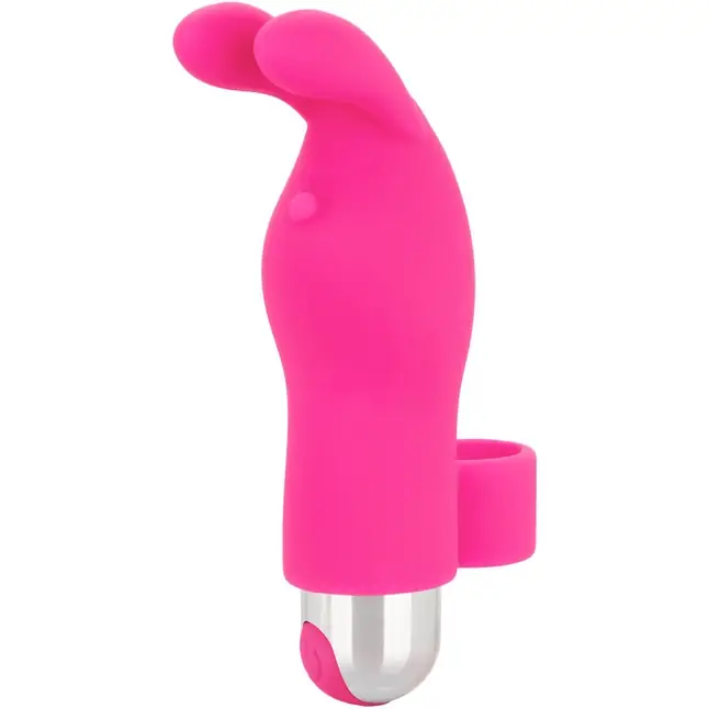 Розовая пулька-насадка на палец Finger Bunny - 8,25 см - Intimate Play