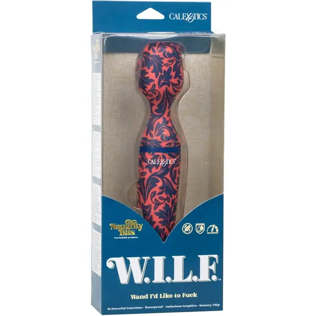 Сине-оранжевый вибромассажер Naughty Bits W.I.L.F Wand I d Like to Fuck - Naughty Bits. Фотография 6.