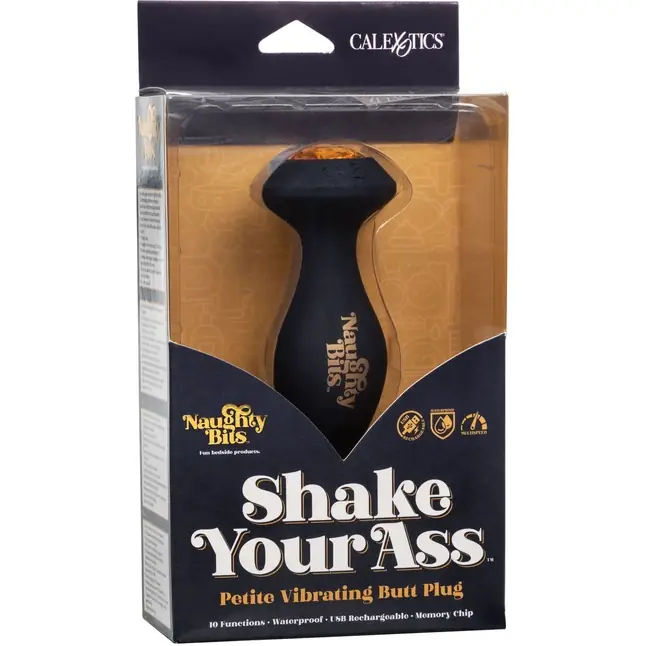 Черная анальная вибропробка с оранжевым кристаллом Naughty Bits Shake Your Ass - 10,75 см - Naughty Bits. Фотография 6.