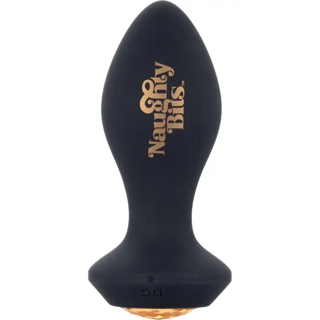 Черная анальная вибропробка с оранжевым кристаллом Naughty Bits Shake Your Ass - 10,75 см - Naughty Bits