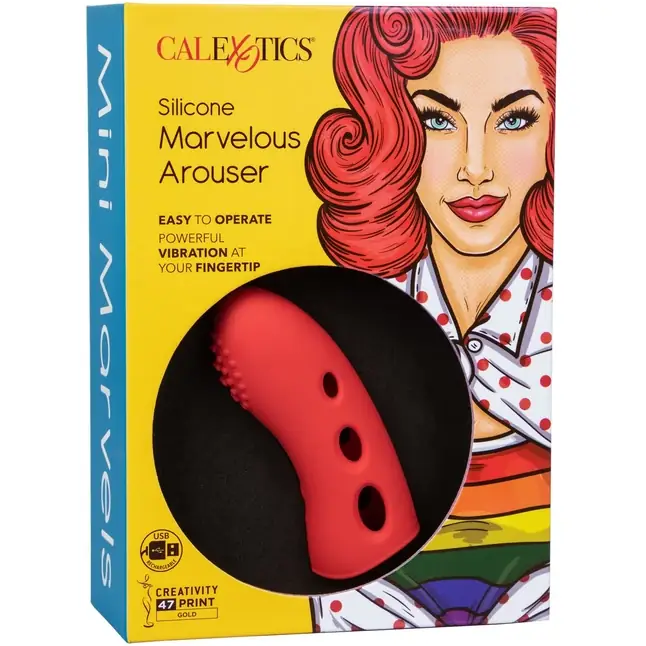 Оранжевая вибронасадка на палец Marvelous Arouser - 10,25 см - Mini Marvels. Фотография 11.