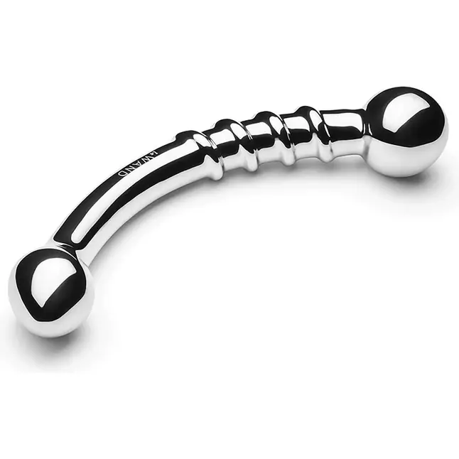 Серебристый изогнутый фаллоимитатор со спиралью Bow - 17,8 см