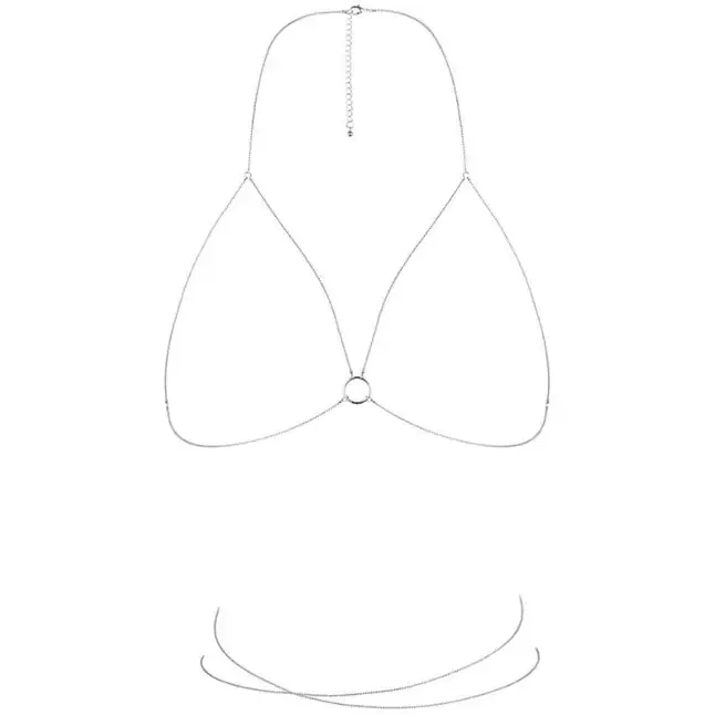 Серебристая упряжь-цепочка Magnifique Bra Chain. Фотография 2.