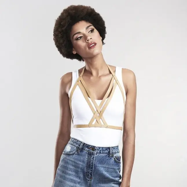 Коричневая портупея Halter Bra Harness