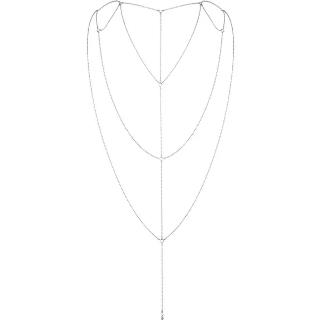 Серебристое плетеное украшение Magnifique Back and Cleavage Chain. Фотография 2.