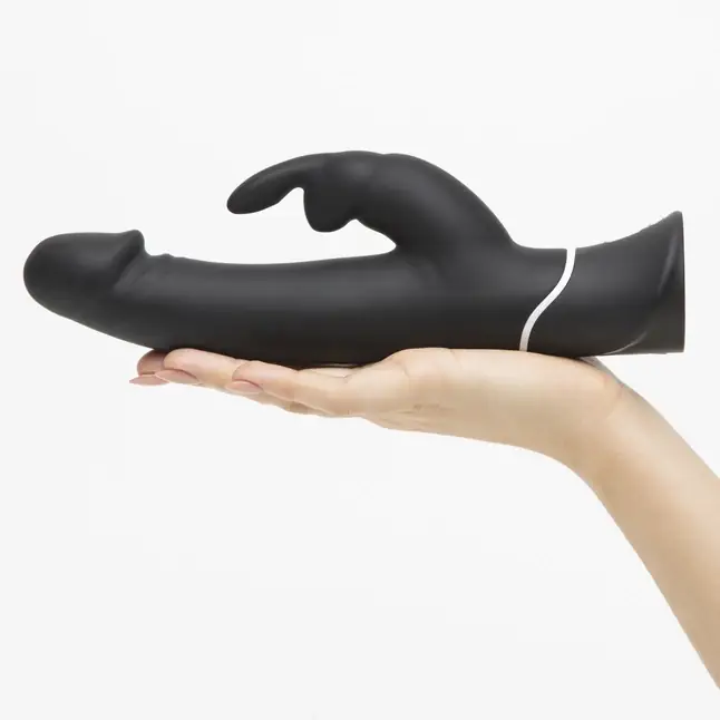 Черный вибратор-кролик Happy Rabbit Realistic Rechargeable Rabbit Vibrator - 25,4 см. Фотография 3.