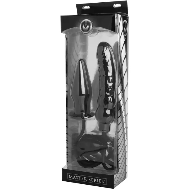 Пробка и фаллос с функцией расширения Deuce Double Penetration Inflatable Dildo and Anal Plug - Master Series. Фотография 4.