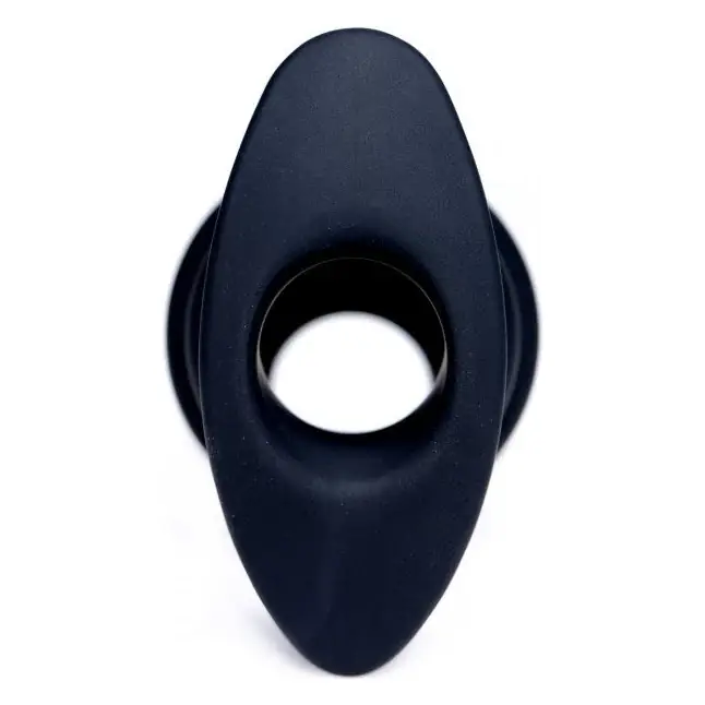 Малая черная анальная пробка Hive Ass Tunnel Silicone Ribbed Hollow Anal Plug Small - 6,86 см - Master Series. Фотография 3.