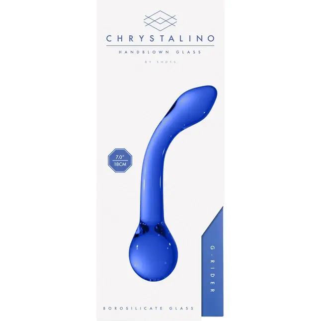 Синий стимулятор из стекла Chrystalino G-Rider - 18,3 см - Chrystalino. Фотография 5.