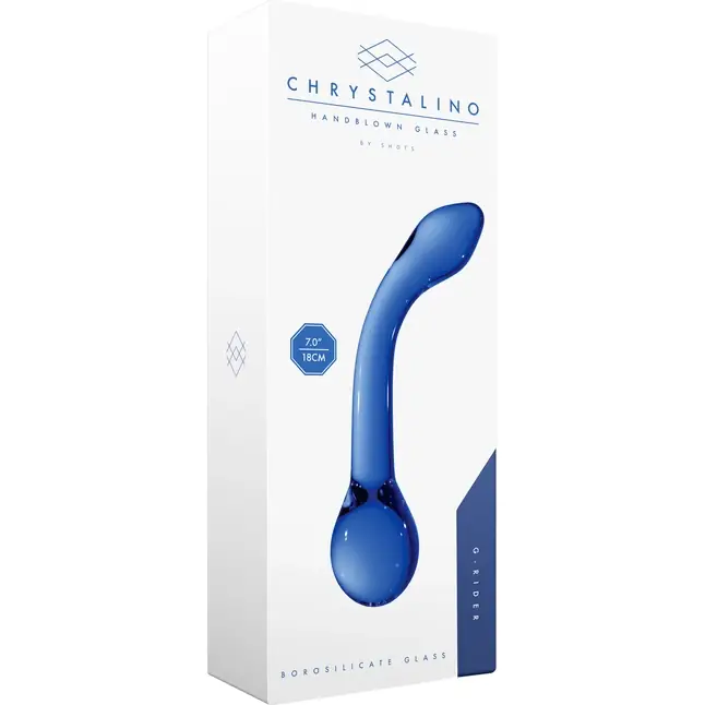 Синий стимулятор из стекла Chrystalino G-Rider - 18,3 см - Chrystalino. Фотография 6.