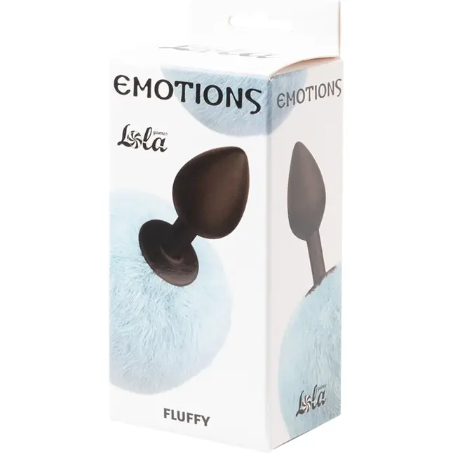 Черная анальная пробка с голубым пушистым хвостиком Fluffy - Emotions. Фотография 4.