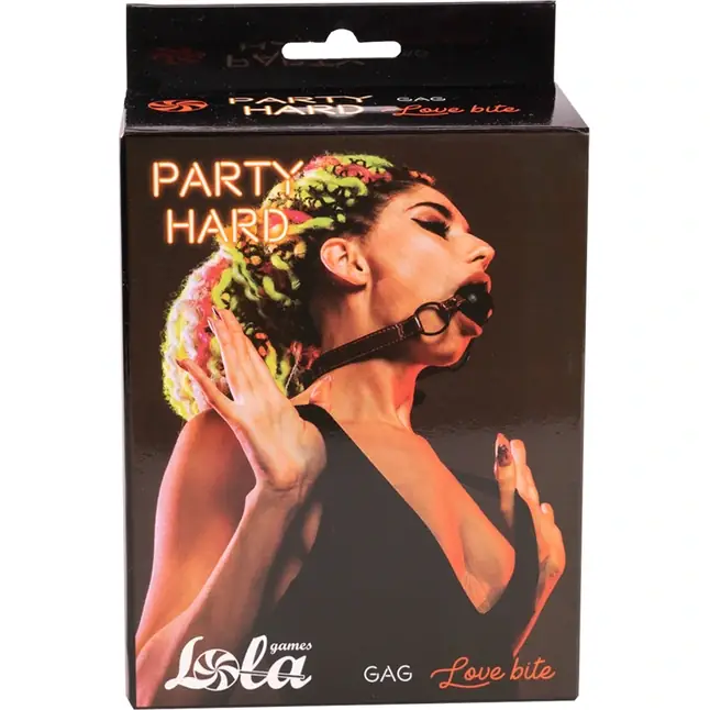 Черно-красный кляп-шарик Love Bite - Party Hard. Фотография 11.