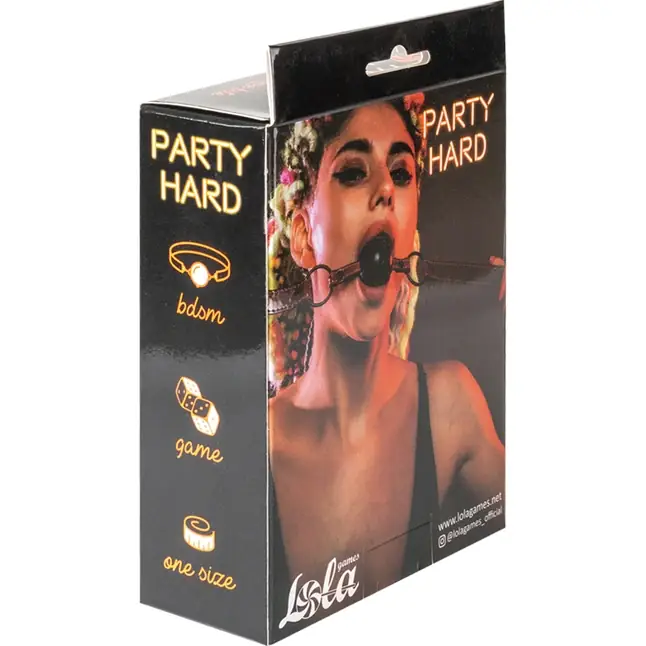 Черно-красный кляп-шарик Love Bite - Party Hard. Фотография 4.