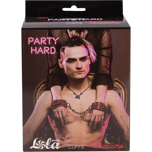Красно-черные наручники Bizzare - Party Hard. Фотография 3.