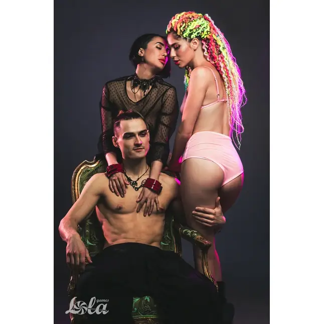 Красно-черные наручники Bizzare - Party Hard. Фотография 10.