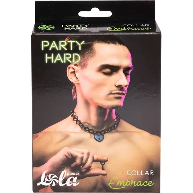 Черный ошейник Embrace с ключиком - Party Hard. Фотография 3.