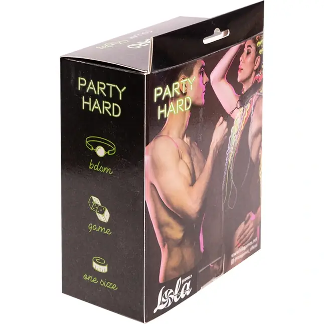 Черный ошейник с поводком Kinky - Party Hard. Фотография 5.