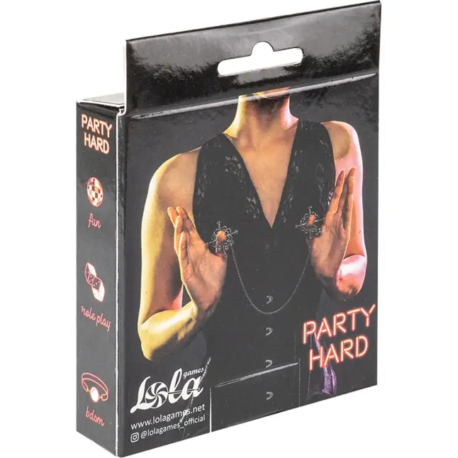 Серебристые зажимы на соски Dare You - Party Hard. Фотография 3.