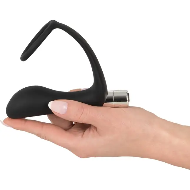 Черное эрекционное кольцо с анальной вибропробкой Vibrating Ring Plug - You2Toys. Фотография 4.