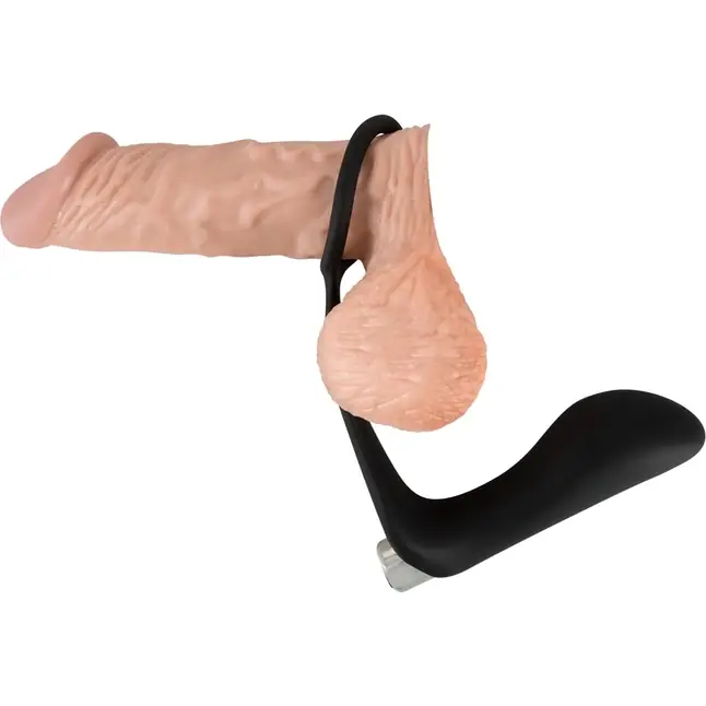 Черное эрекционное кольцо с анальной вибропробкой Vibrating Ring Plug - You2Toys. Фотография 5.