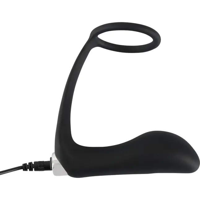 Черное эрекционное кольцо с анальной вибропробкой Vibrating Ring Plug - You2Toys. Фотография 7.
