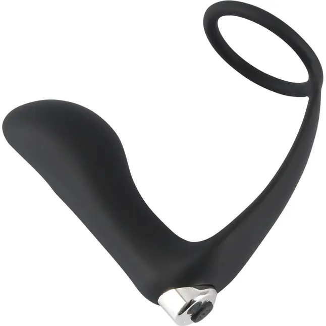Черное эрекционное кольцо с анальной вибропробкой Vibrating Ring Plug - You2Toys