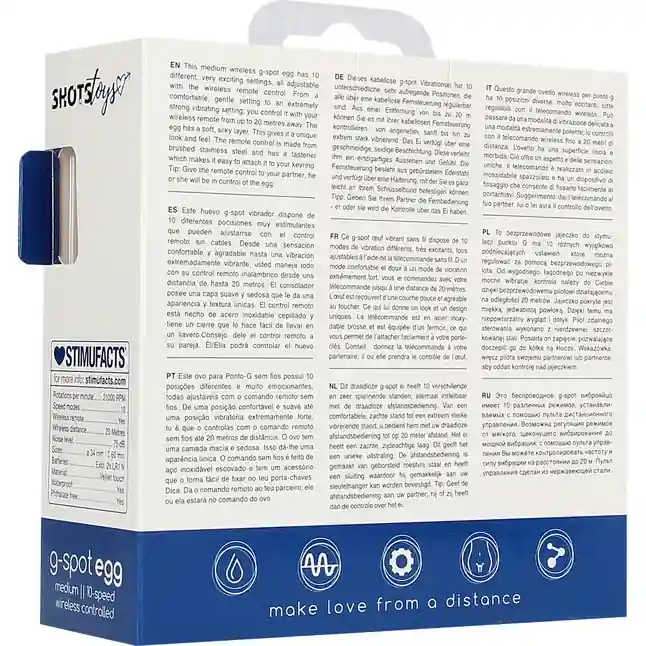 Синее виброяйцо Medium Wireless Vibrating G-Spot Egg с пультом - 7,5 см - Shots Toys. Фотография 7.