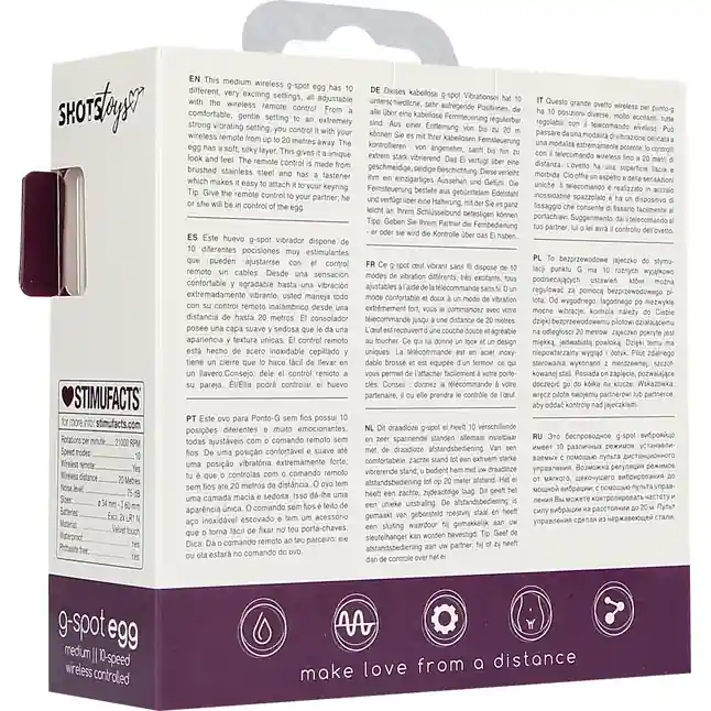 Фиолетовое виброяйцо Medium Wireless Vibrating G-Spot Egg с пультом - 7,5 см - Shots Toys. Фотография 7.