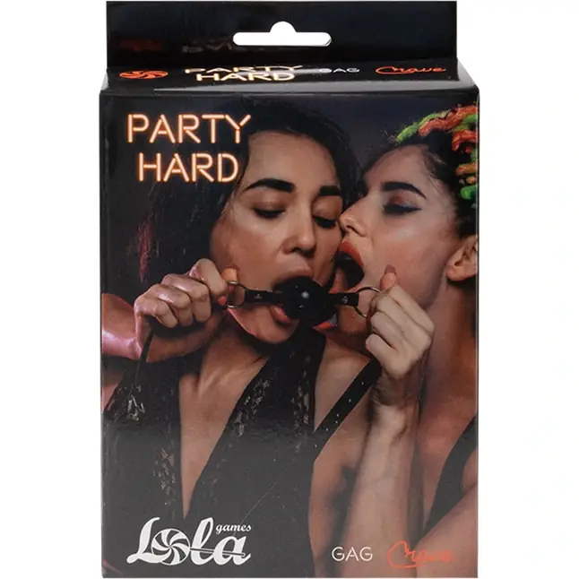 Черный гладкий кляп-шарик Crave - Party Hard. Фотография 2.