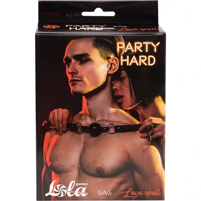 Черный кляп-шарик Love Spell - Party Hard. Фотография 11.