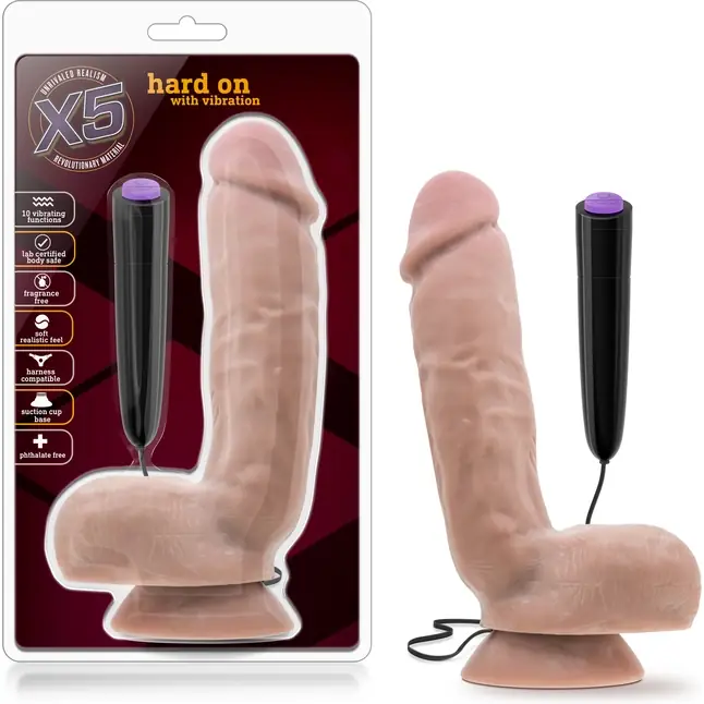 Телесный вибратор Hard On with Vibration - 22,2 см - X5 . Фотография 2.