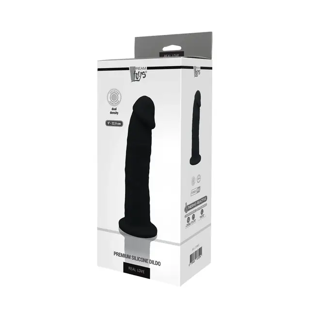 Черный фаллоимитатор на присоске DILDO 9INCH - 22 см - Real Love. Фотография 2.