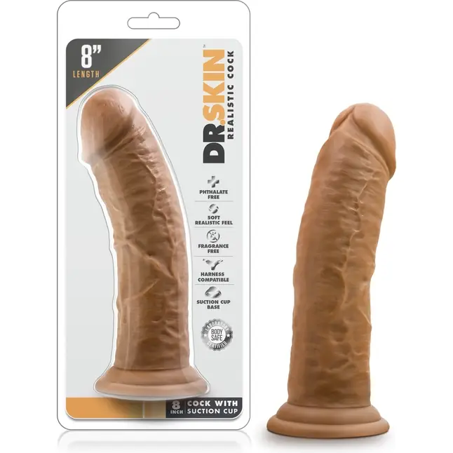 Кофейный фаллоимитатор 8 Inch Cock With Suction Cup - 20,3 см - Dr. Skin. Фотография 6.