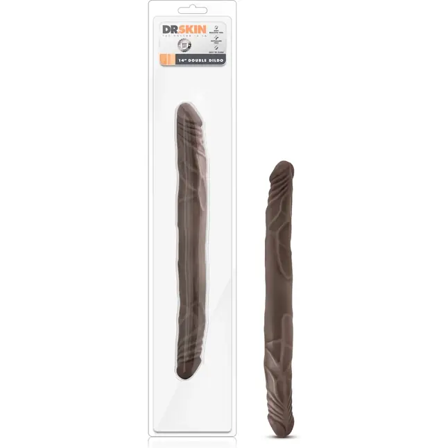 Коричневый двусторонний фаллоимитатор 14 Inch Double Dildo - 35 см - Dr. Skin. Фотография 4.