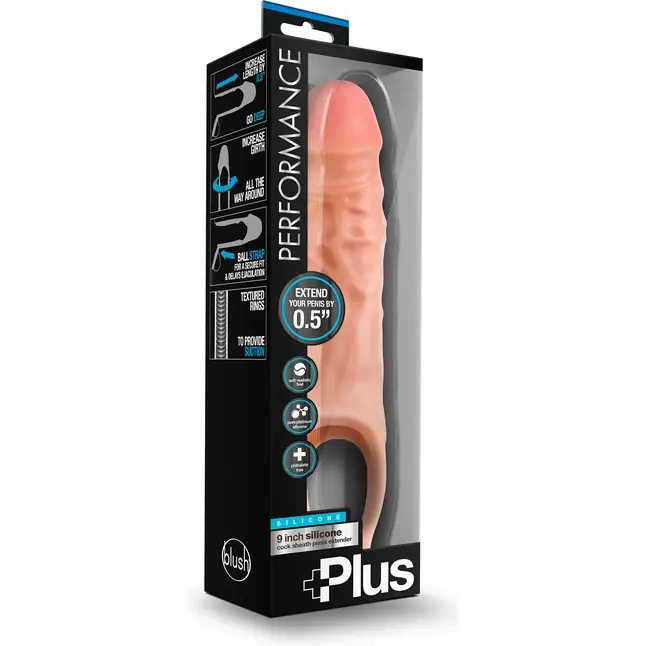 Телесный реалистичный фаллоудлинитель 9 Inch Silicone Cock Sheath Penis Extender - 22,86 см - Performance Plus. Фотография 2.