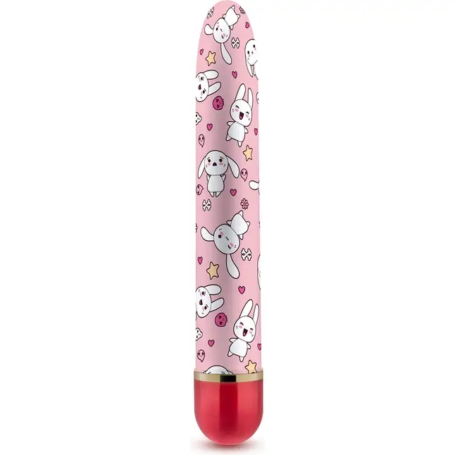 Яркий вибромассажёр с принтом Sweet Bunny - 17,8 см - The Collection