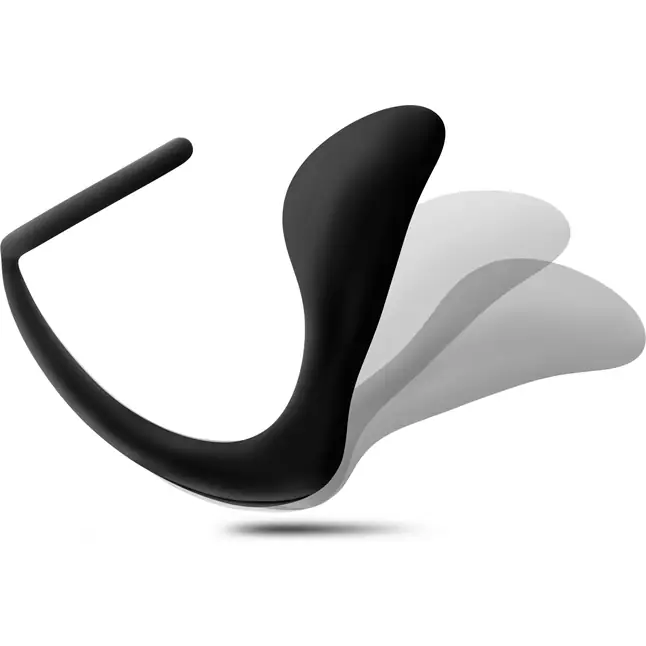 Черное эрекционное кольцо с анальным стимулятором Platinum Cock Ring Plug - Anal Adventures. Фотография 6.