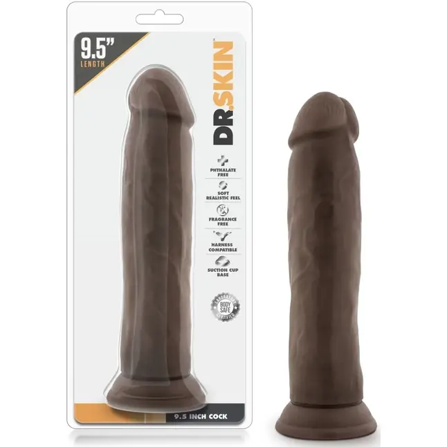 Коричневый фаллоимитатор 9.5 Inch Cock - 22 см - Dr. Skin. Фотография 2.