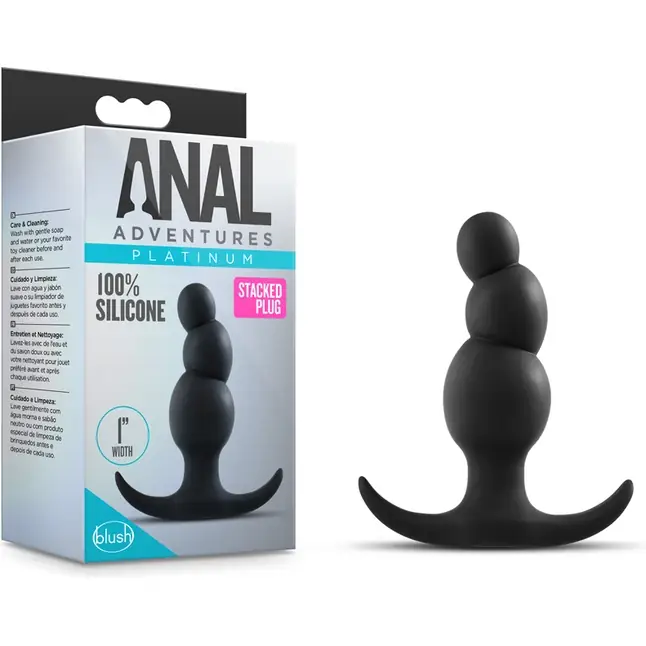 Чёрная фигурная анальная пробка Stacked Plug - 7,6 см - Anal Adventures Platinum. Фотография 3.