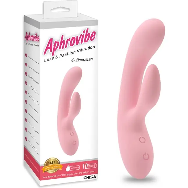 Нежно-розовый вибратор G-Dreamer с клиторальным стимулятором - 20,5 см - Aphrovibe. Фотография 2.