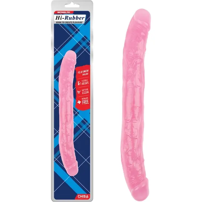 Розовый двусторонний фаллоимитатор 12.8 Inch Dildo - 32,5 см - Hi-Rubber. Фотография 2.