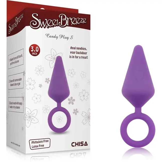 Фиолетовая анальная пробка с кольцом Candy Plug S - 7,1 см - Sweet Breeze