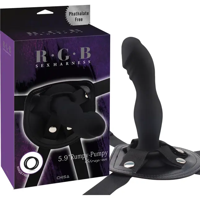 Черный страпон Rumpy-pumpy Strap-On - 15 см - R.G.B. Фотография 3.